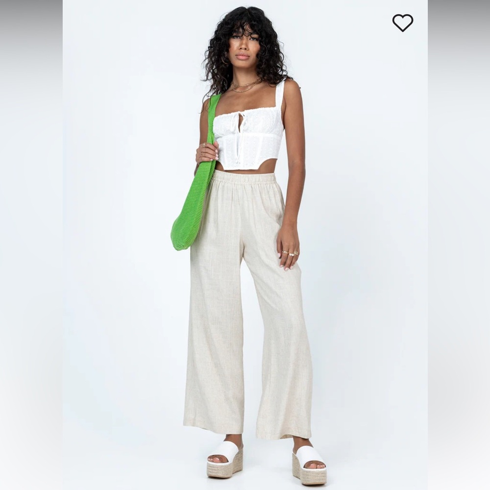 Princess Polly LOUIS LINEN BLEND PANTS BEIGE